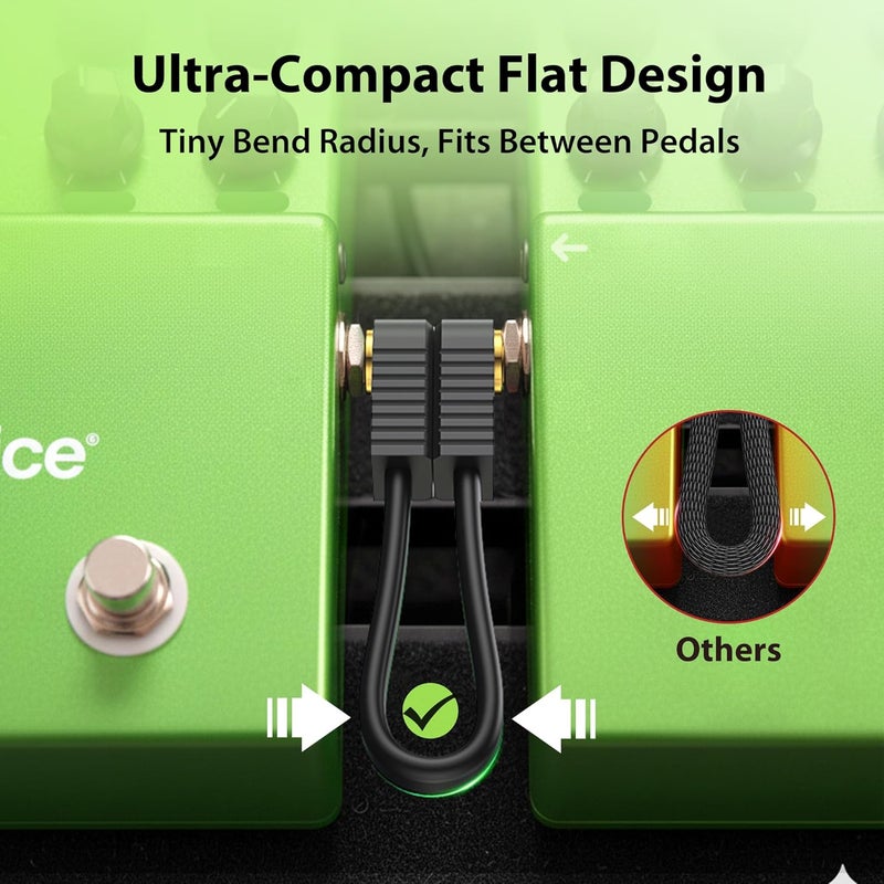 AA AUDIO ACCESSORY Guitar Patch Cables 36 Inch, Gold-Plated Flat Ribbon Guitar Pedal Cables, Ultra Compact Kevlar Reinforced 1/4 Pedal Board Cable, 100% OFC Shielded Short Pedalboard Bass Cord 3ft - Image 4